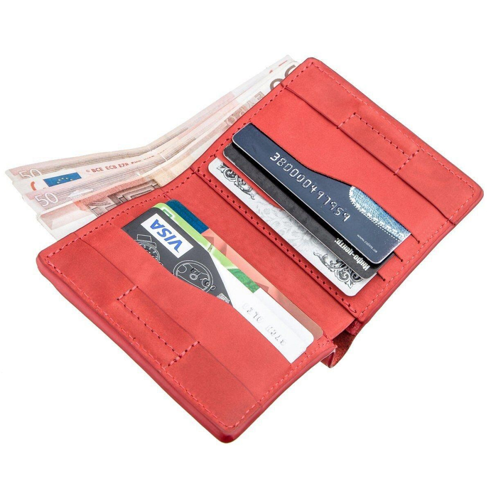 Яскраве шкіряне портмоне унісекс з накладної монетницьою Червоне (GRANDE PELLE) Київ - фото 2