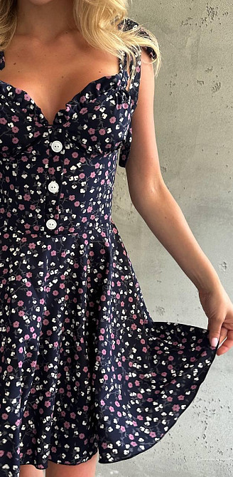 Жіночий романтичний мінікомбінезон у квітковий принт суперсофт Темно-синій, 42/44 Одеса - фото 2