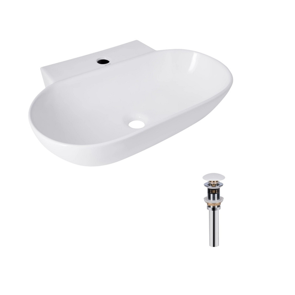 Комплект Qtap Cardinal: Раковина подвесная / накладная овальная 565х400х130 мм White + Донный клапан PU02 Киев - изображение 1