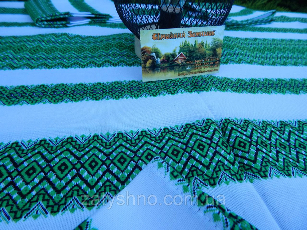 Зелена вишита скатертина з серветками Київ - фото 10
