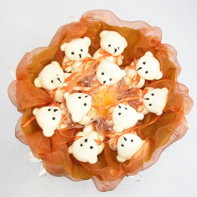 Букет з м'яких іграшок 11 ведмедиків 5283IT теракотовий Вінниця - фото 3