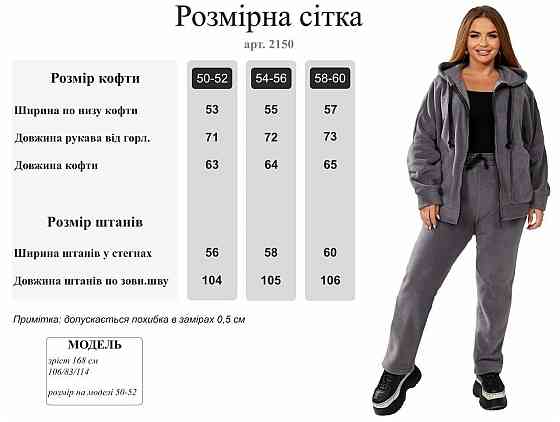 Жіночий теплий костюм-двійка: кофта та штани батал двосторонній фліс Полар Графіт, 54/56 Одеса