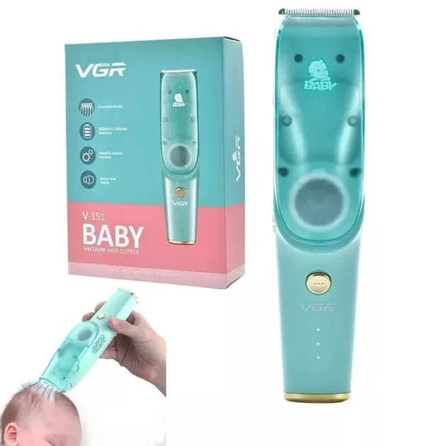 Дитяча Акумуляторна безшумна машинка для стрижки дітей VGR V-151 Baby 3 двосторонні насадки Одеса - фото 3