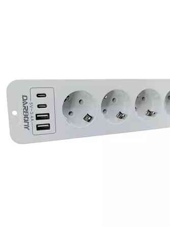 Врізний подовжувач на 4 розетки 2*USB, 2*Type C DARBONY Луцьк