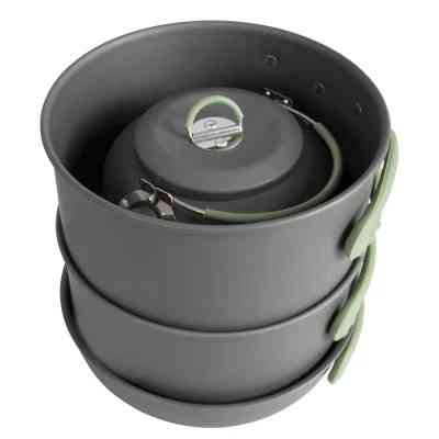 Набір туристичного посуду Bo-Camp Explorer XL Hard Anodized 4 предмети Сірий/Зелений (2200249) Вінниця