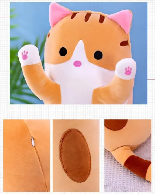 Kipo Мягкая Игрушка Кот Длинний 50см Подушка Обнимашка коричневый Коломия - фото 9