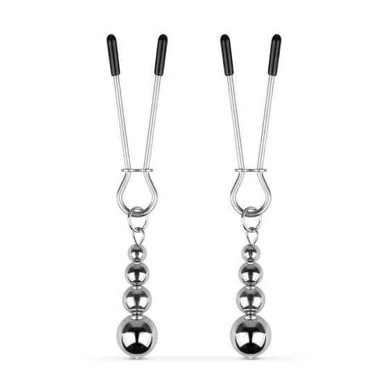 Затискачі для сосків Bedroom Fantasies: Nipple Clamps with Beaded Chain - Silver Sex Aura Київ