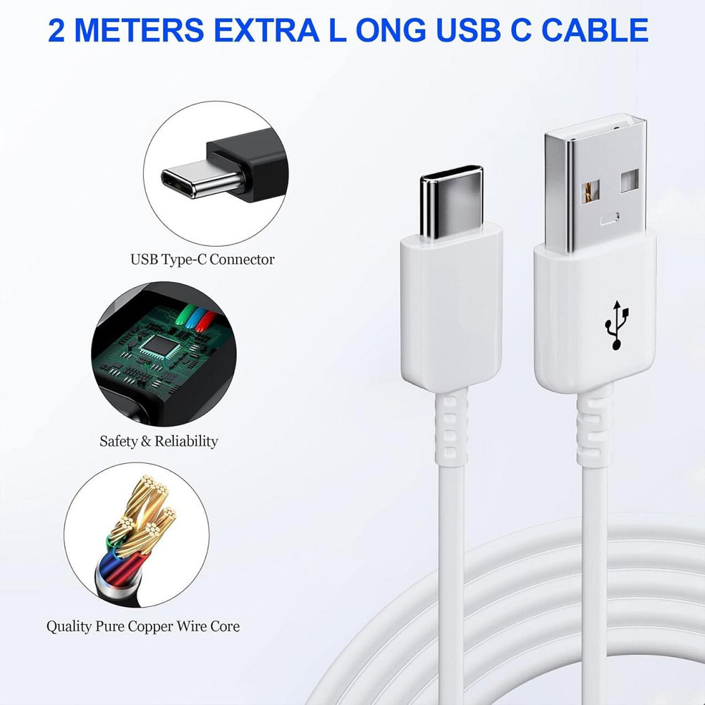 2-Pack USB зарядное устройство 15Вт с кабелем 2м Type‑C для Samsung Galaxy S10 S9 S8 S20 A56 A54 A53 Киев - изображение 4