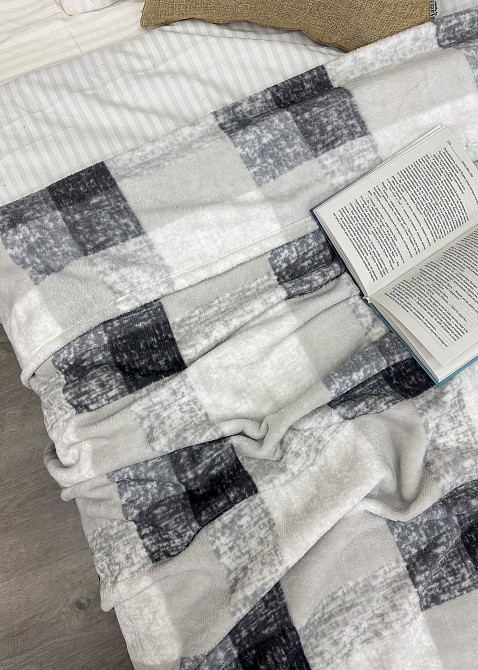 Плед-покривало Decorator WellSoft BLUERRED CELL 200х220 см Світло-сірий з сірим (87-183) Київ - фото 4