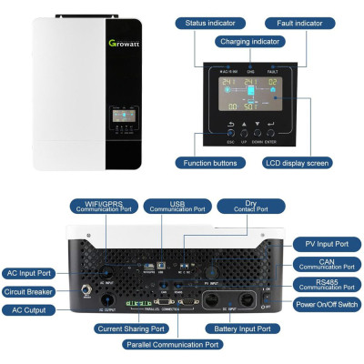 Сонячний інвертор Growatt SPF3500ES 3500W (SPF3500ES) Вінниця - фото 7