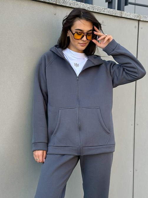 Теплый спортивный костюм женский на змейке Графитовый 50/52 Харьков - изображение 7