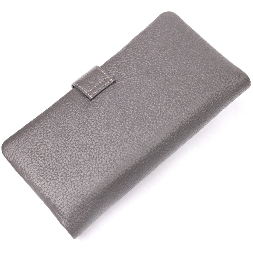 Вертикальное женское портмоне из натуральной кожи Серый (KARYA) Киев - изображение 12