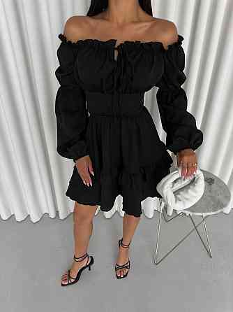 Женское стильное мини платье с воланами креп костюмка Черный, 44/46 Одесса