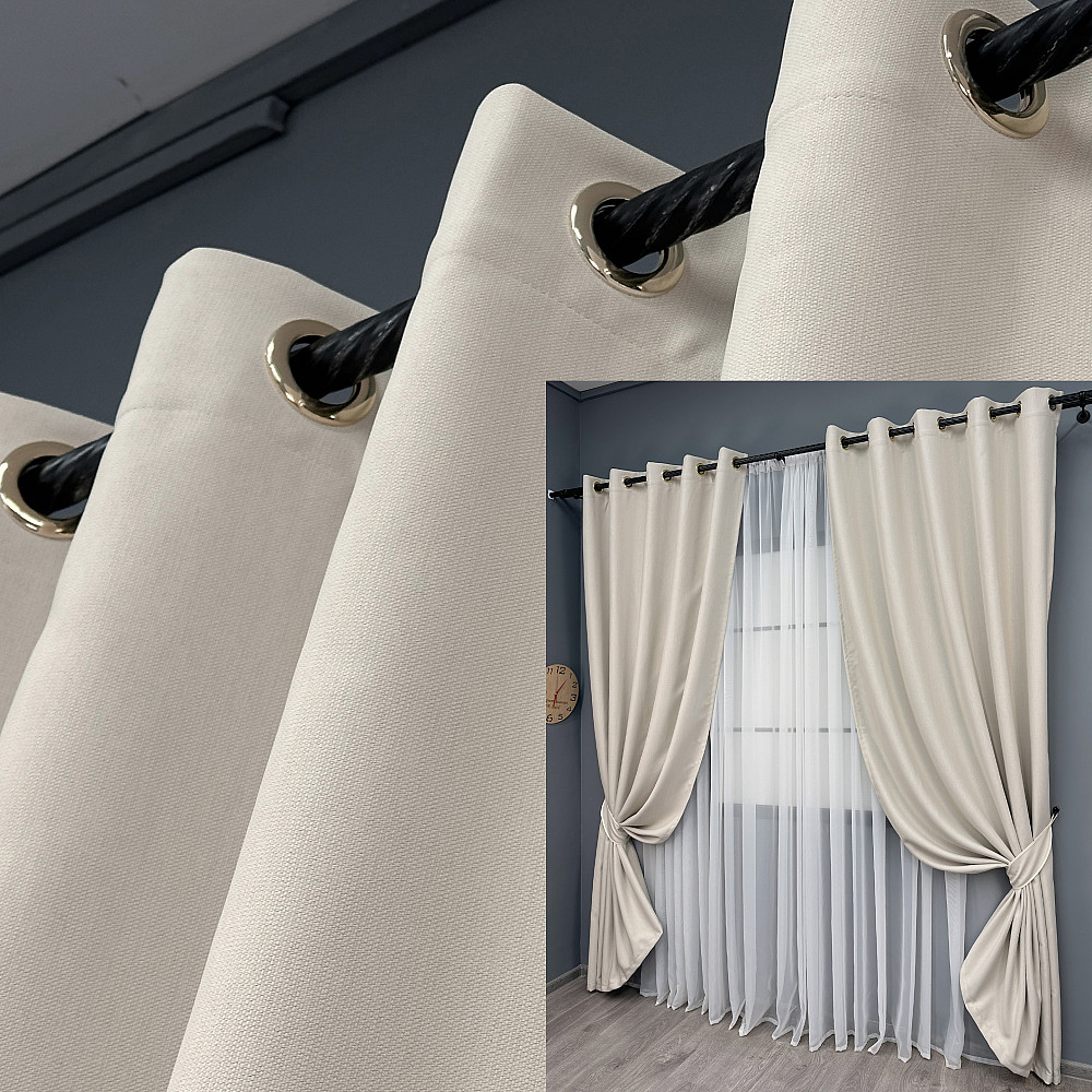 Комплект штор на люверсах VR-Textil Блэкаут двусторонний Scandi № 1902ш Таш 150х250 см 2 шт (37-0307) Киев - изображение 1