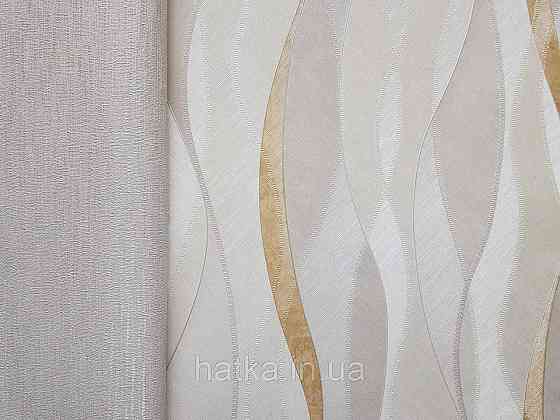 Шпалери вінілові на флізеліні гарячого тиснення DU&KA 1.06х10 вензель основа під штукатурку сірі коричневі Київ