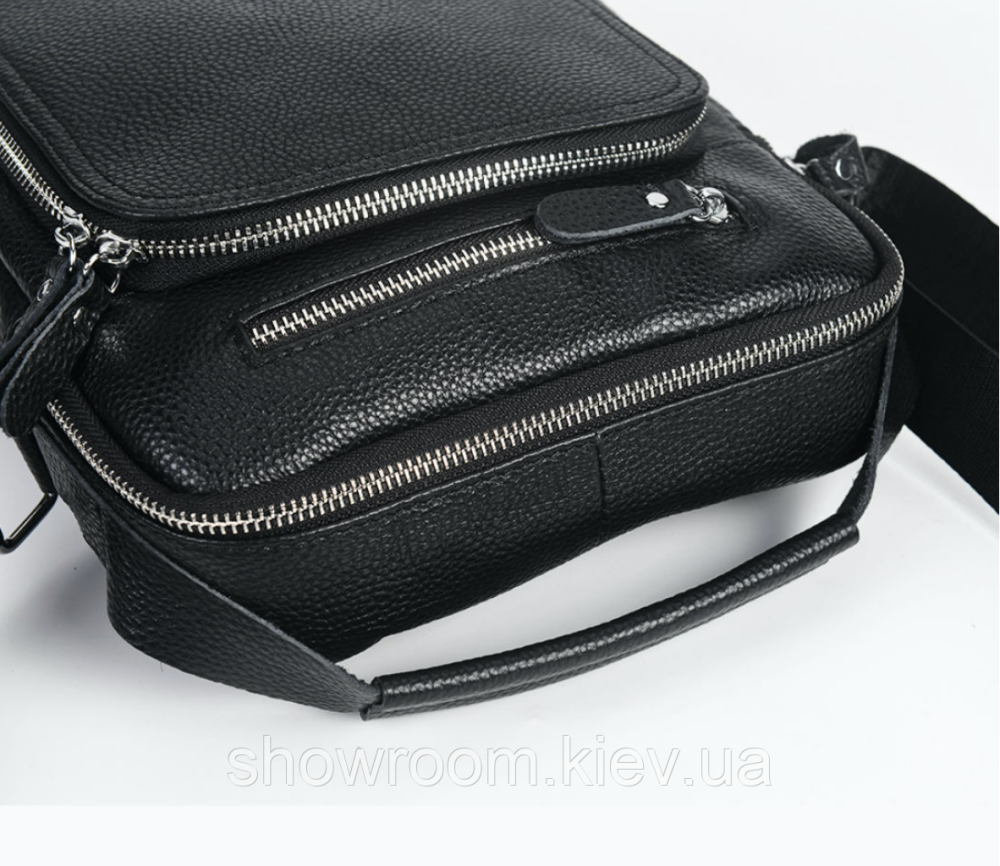 Мужская сумка через плечо Leather Collection (5033) кожаная черная Киев - изображение 6