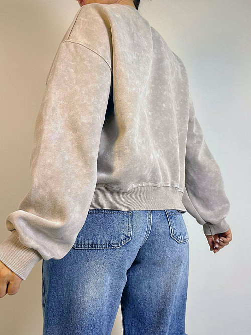 Свитшот женский Joy One 25177 оверсайз свободный крой средняя длина вареный тай-дай one size, бежевый, one size Киев - изображение 15