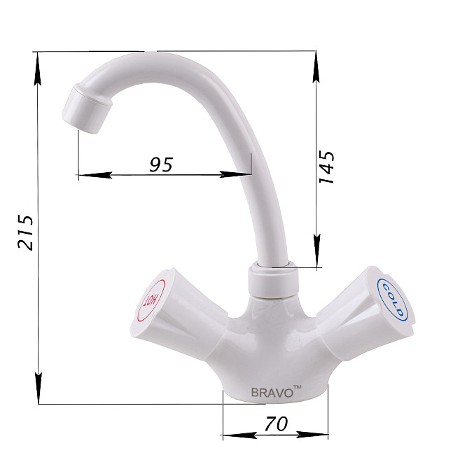 Змішувач для умивальника BRAVO B2-00-401 термостійкий ABS пластик, білий Тернопіль - фото 6