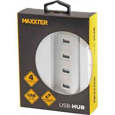 Концентратор Maxxter USB 2.0 Type-A 4 ports silver (HU2A-4P-01) Винница