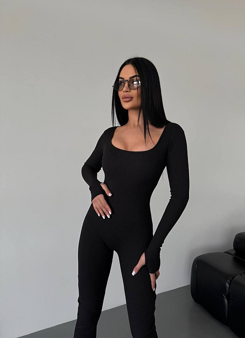 Жіночий стильний повсякденний комбінезон щільний рубчик трикотаж Одеса - фото 6
