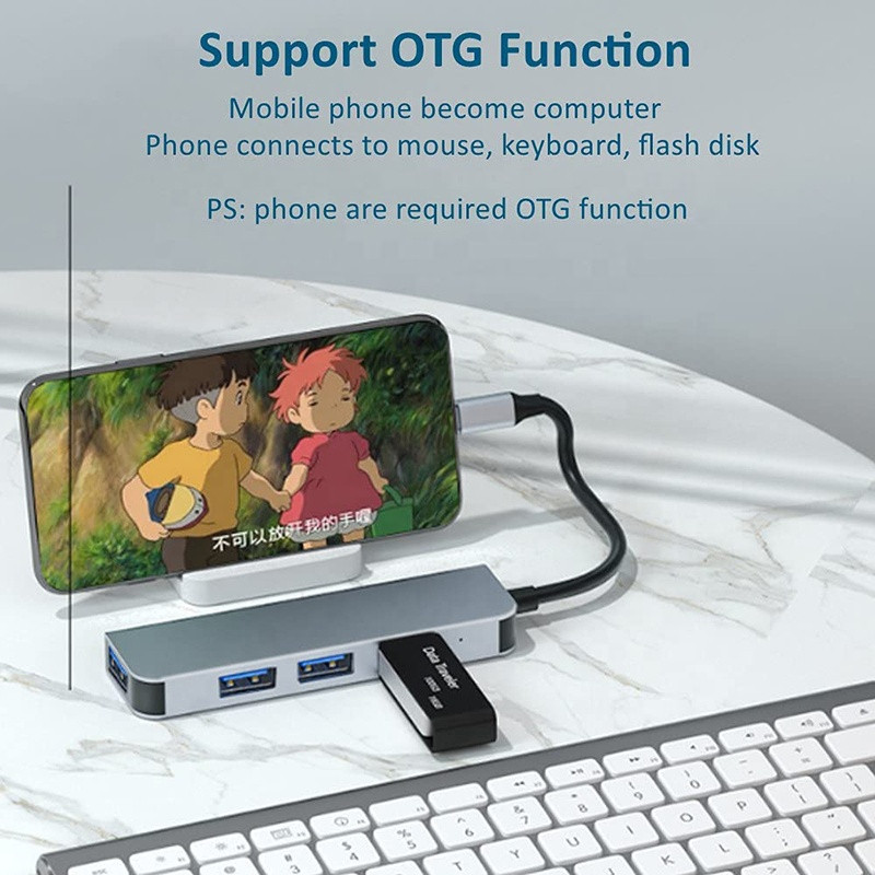 USB 3.1 Type-C хаб-распределитель на 4 порта USB 3.0/2.0, металл, поддержка BC1.2 Киев - изображение 4