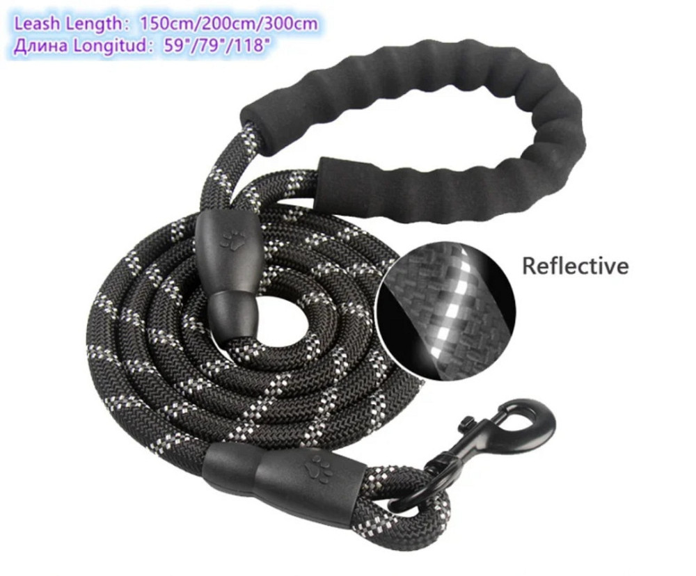 Поводок светоотражающий для собак черный 1,5 м Киев - изображение 5