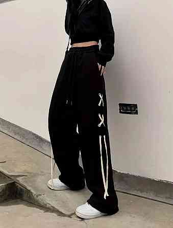 Женские оверсайз багги-штаны с минималистичным дизайном двунитка Одесса