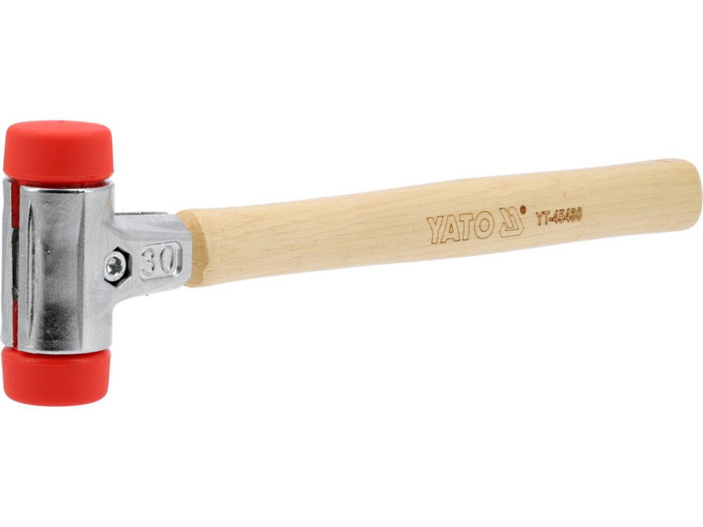 Молоток по бруківці YATO обух з високопружного ПЕ m= 522 г Ø= 30 мм, дерев'яна ручка, заг l= 300 мм Одеса - фото 1