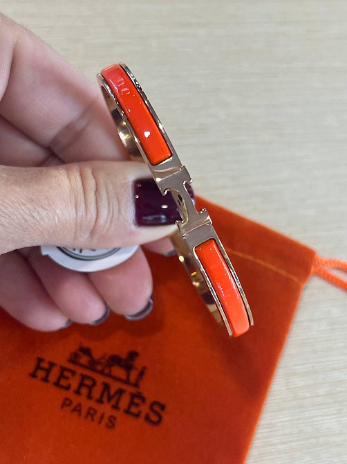 Браслет  Hermes / Эрмес оранжевый браслет эмаль, позолота Одесса - изображение 3
