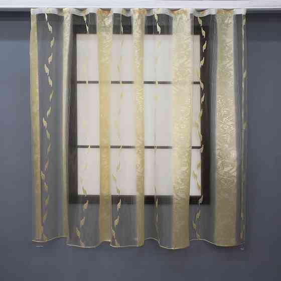 Тюль VR-Textil 1812т Бамбук с вышивкой и бархатом Айвори 400х270 см (42-0336) Киев