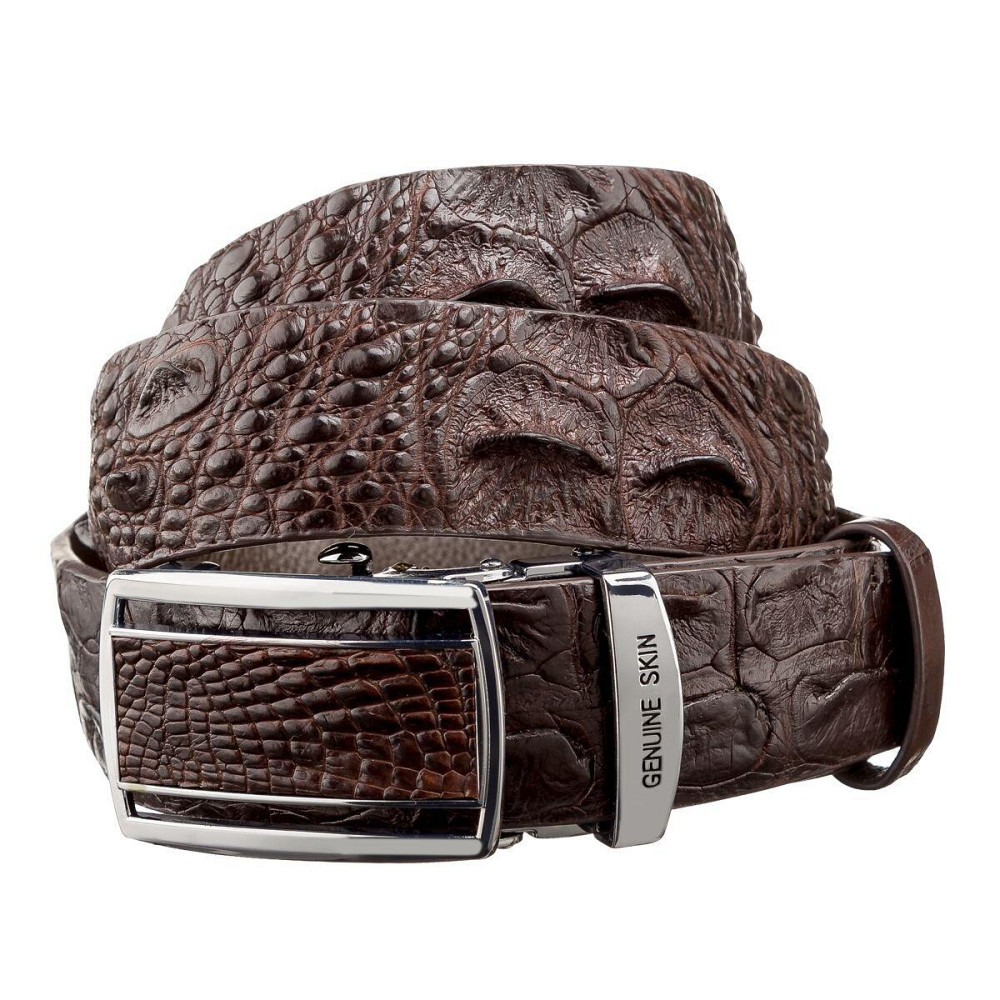 Ремінь-автомат CROCODILE LEATHER 18240 з натуральної шкіри крокодила Коричневий Київ - фото 6