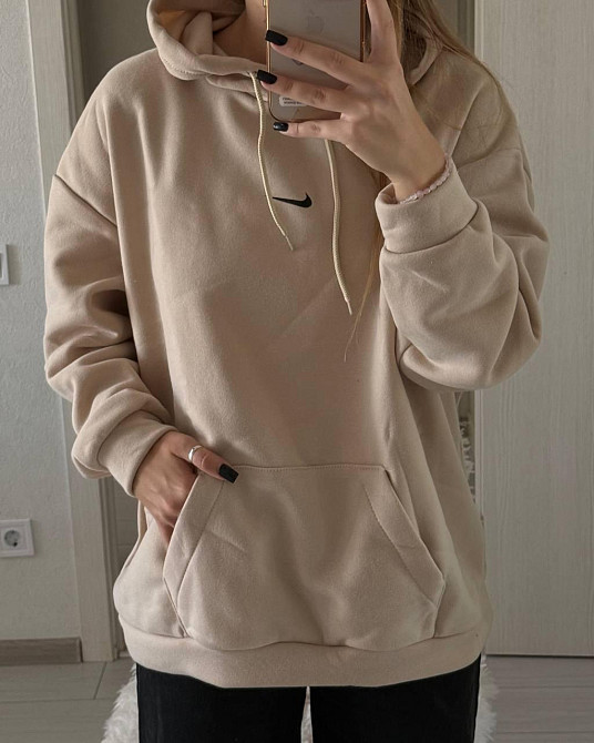 Женская базовая теплая худи трехнитка на флисе Беж Одесса - изображение 2