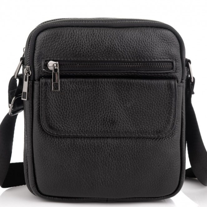 Кожаная мужская сумка  17х21х5, барсетка через плечо Tiding Bag 4134A черная Каменское - изображение 4