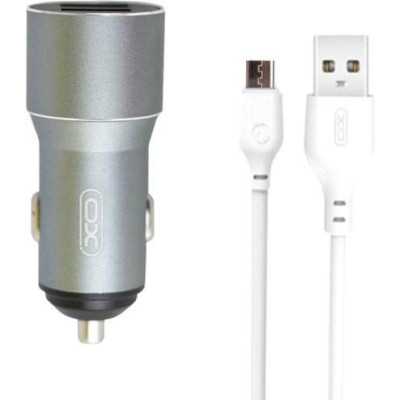Зарядний пристрій XO TZ09 2.4A/2 USB + cable microUSB Grey (XO-TZ09M-GR) Вінниця - фото 1