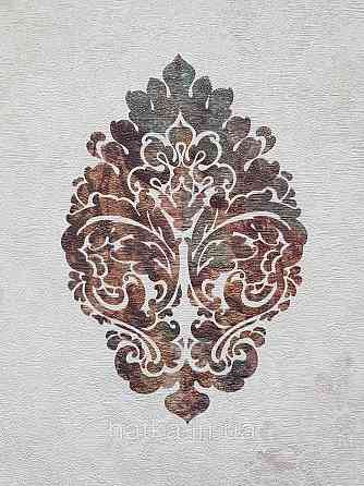 Шпалери вінілові на флізеліні гарячого тиснення DU&KA 1.06х10 вензель основа під штукатурку сірі коричневі Київ