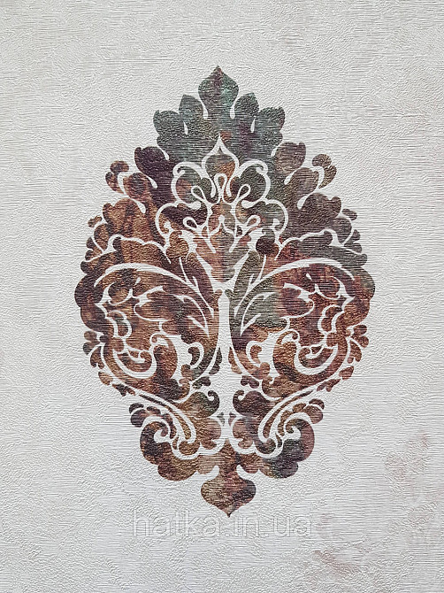 Шпалери вінілові на флізеліні гарячого тиснення DU&KA 1.06х10 вензель основа під штукатурку сірі коричневі Київ - фото 3