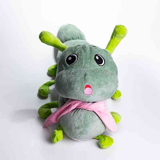 М'яка іграшка-подушка з пледом Гусениця 110×170 (см) плюшевий дитячий плед 3в1 Зелений 7127-GR Коломыя