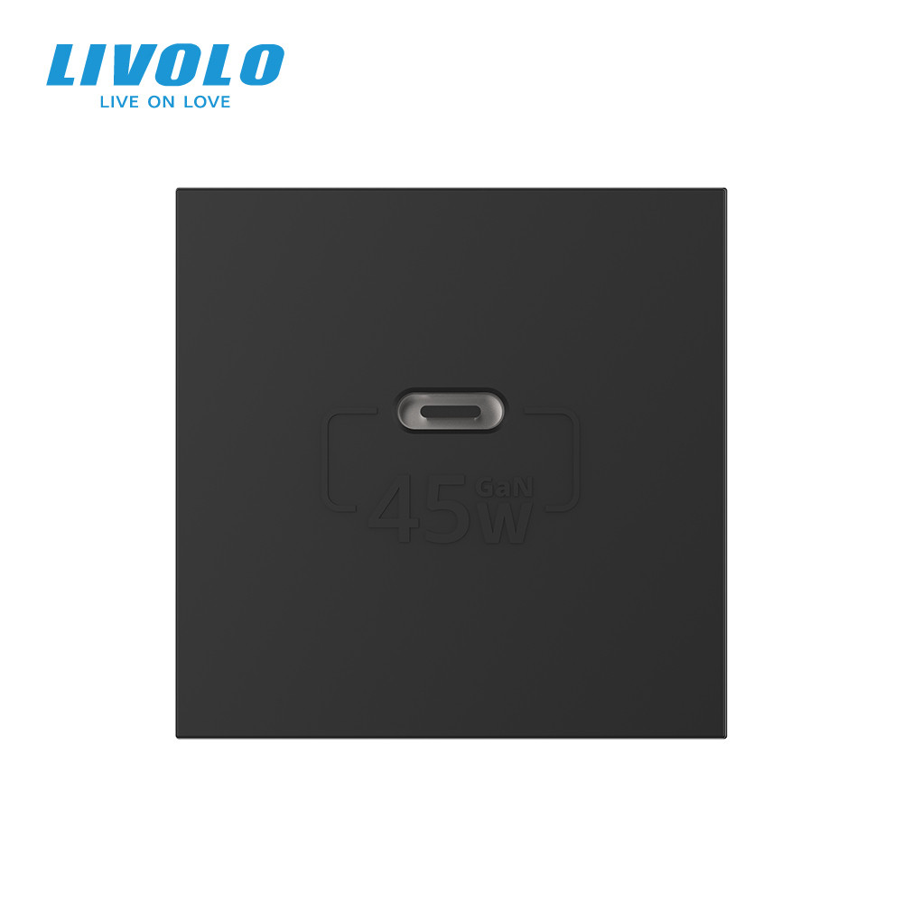 USB Type-C розетка LIVOLO, PD 45W, Power Delivery, швидка зарядка, чорна, модуль (VL-FCUC-2BP) Коломыя - изображение 7