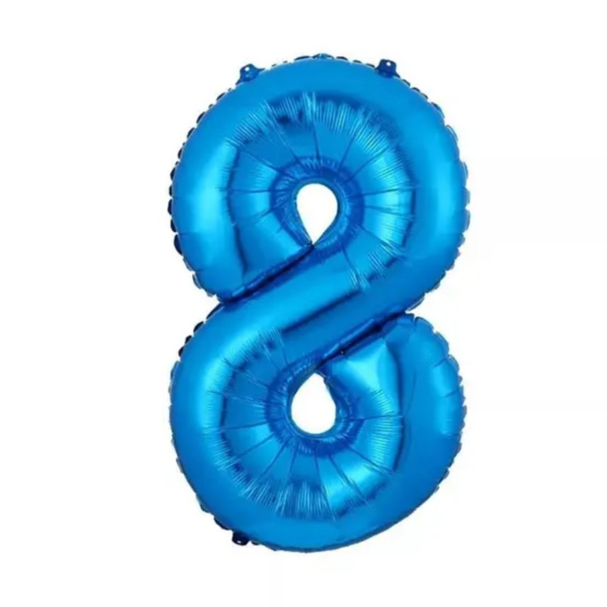 Цифра фольгированная 8 синий 32