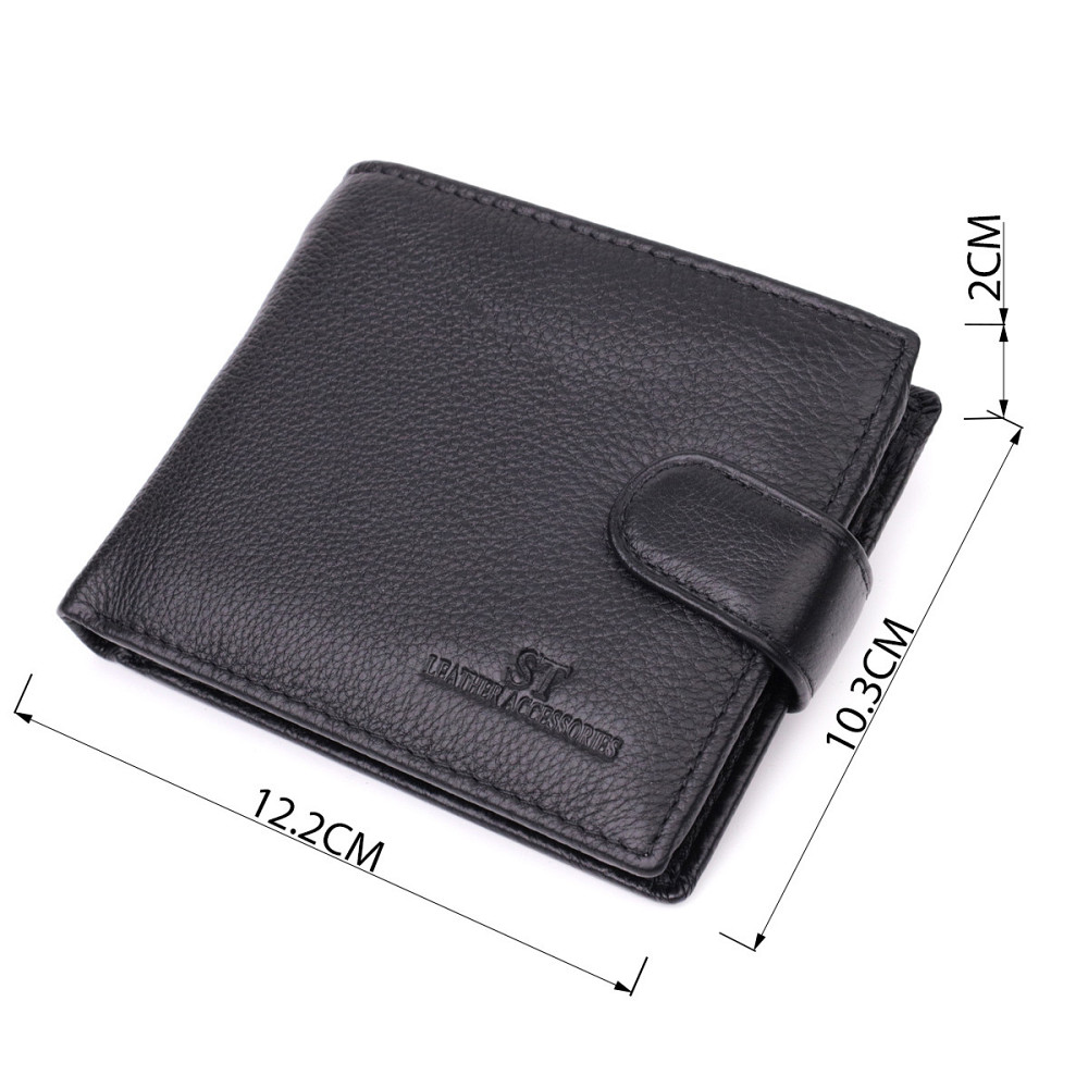 Горизонтальне портмоне для чоловіків із натуральної шкіри ST Leather 22459 Чорний Київ - фото 3