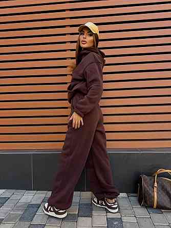 Жіночий стильний теплий повсякденний костюм-двійка на флісі Шоколад, 46/48 Одеса