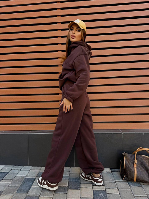 Жіночий стильний теплий повсякденний костюм-двійка на флісі Шоколад, 46/48 Одеса - фото 3