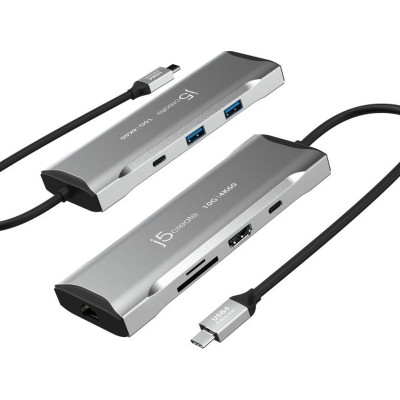Порт-репликатор J5create Dock-Station USB-C 10Gbps, 7-in-1 (хаб/HDMI/PD/картридер) (JCD393-N) Винница - изображение 11