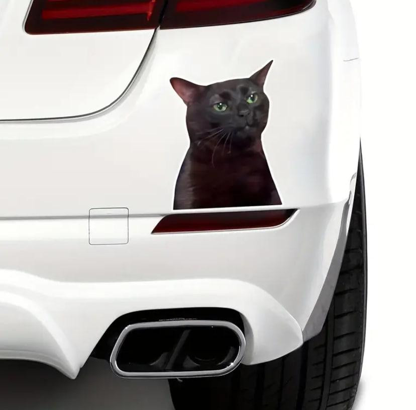 Набор водонепроницаемых наклеек с черным котом (2 шт.) – виниловые стикеры для авто, ноутбука, стек. Киев - изображение 5