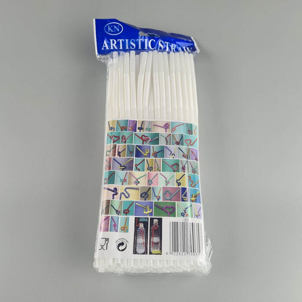 Трубочка-соломка для напитков с гофрой d6,0 -26см Белая Артистик (100 шт) Харьков - изображение 2