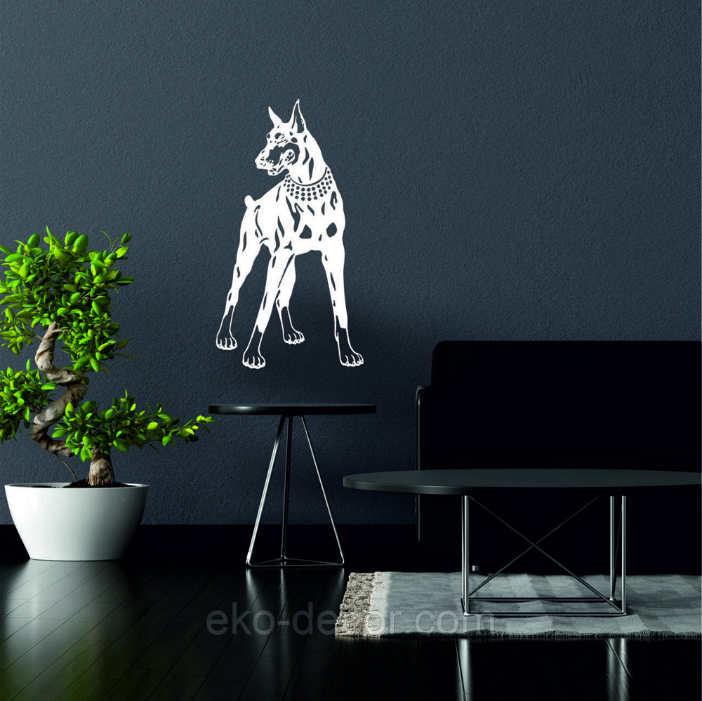 Декоративне настінне Панно «Доберман», Декор на стіну 110*59 см, Білий Київ - фото 2