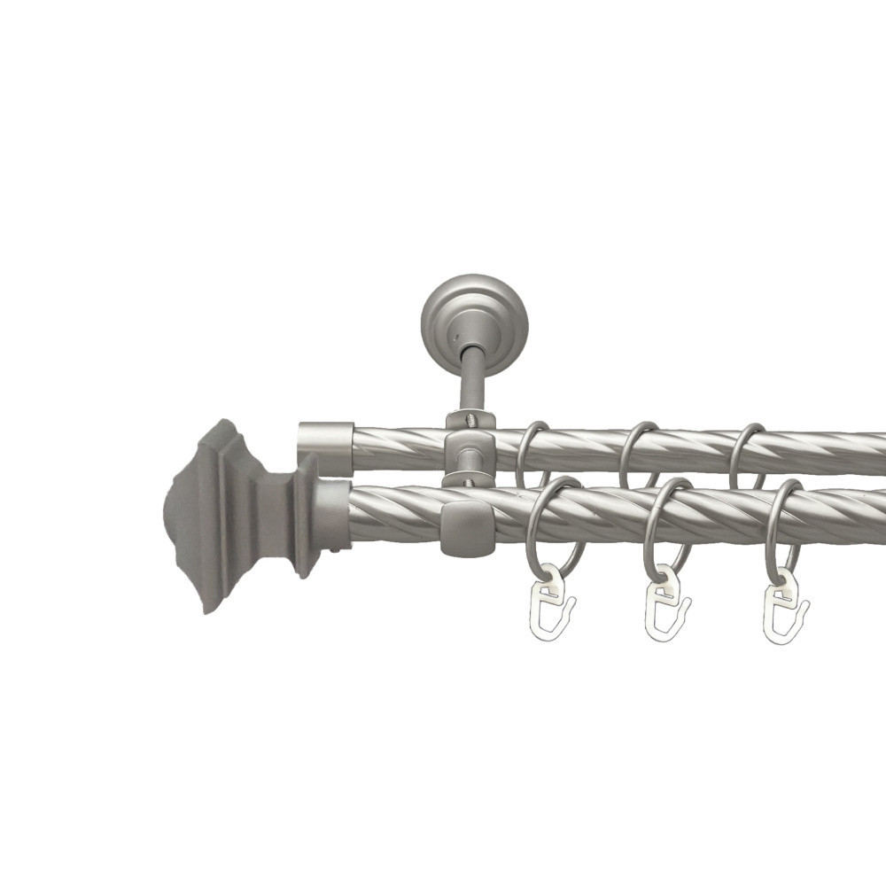 Карниз Orvit Борджеза металевий дворядний відкритий скручена труба кільце металеве Сатин 19\16 мм 200 см Львов - изображение 1