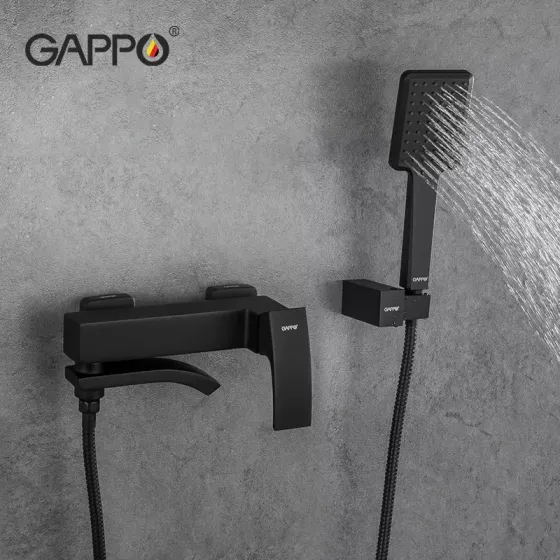 Смеситель для ванны GAPPO G3207-6 с душевым гарнитуром, черный Киев
