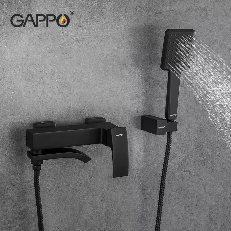 Смеситель для ванны GAPPO G3207-6 с душевым гарнитуром, черный Киев - изображение 3