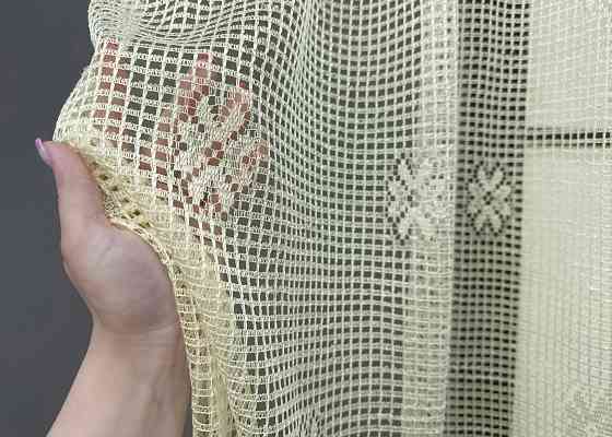 Тюль сетка VR-Textil Juli № 1718т Арка на кухню цвет кремовый с карамельным 400х160 см (53-0034) Киев